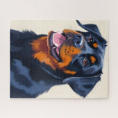 ロットワイラー 犬 ペット 絵画 水彩画 ジグソーパズル (横)