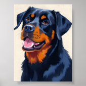 ロットワイラー 犬 ペット 絵画 水彩 アート ポスター (正面)