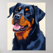 ロットワイラー 犬 ペット 絵画 水彩 アート ポスター (正面)