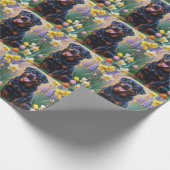 ロットワイラー 犬 春の花 絵画 ラッピングペーパー (角)
