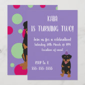 ロットワイラー 誕生日 招待状 (正面/裏面)