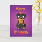 ロットワイラー- hat&whistle -ハッピーバースデー カード (黄色い花)