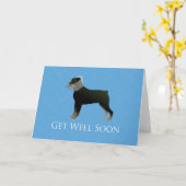 ロットワイラーGet Well Soonデザイン カード (黄色い花)