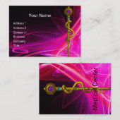 ロッドASCLEPIUSメディカルヒーリングシンボルPInk明るい赤紫色 名刺 (正面/裏面)