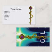 ロッドASCLEPIUS医療用治癒モノグラムブルーホワイト 名刺 (正面/裏面)