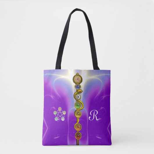 ロッドASCLEPIUS 7チャクラ,ヨガスピリチュアルエネルギー トートバッグ (正面)