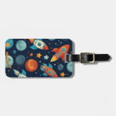 ロッパーソナライズされたククールト船宇宙と惑星 ラゲッジタグ (正面横)