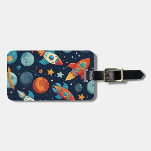 ロッパーソナライズされたククールト船宇宙と惑星 ラゲッジタグ (正面横)