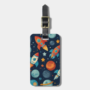 ロッパーソナライズされたククールト船宇宙と惑星 ラゲッジタグ