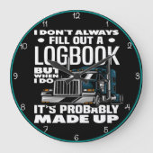 ロッブックメイドアップトラックユーモアのあるカーティール(緑がかった色) ラージ壁時計 (正面)