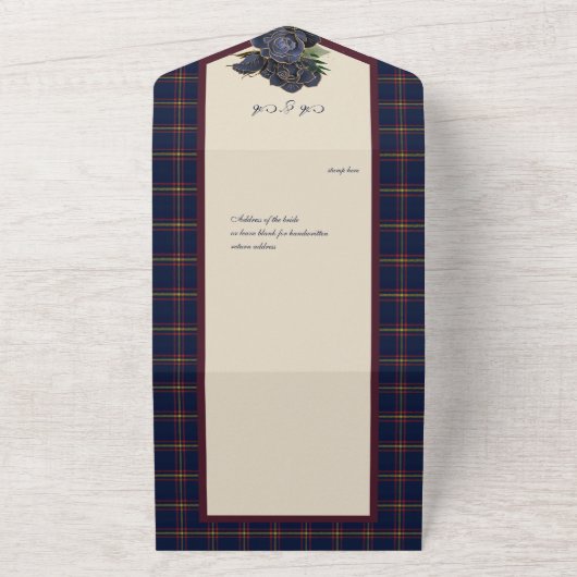 ロッホブイのマクレーン氏族 スコットランド タータン オールインワン招待状 (外側)