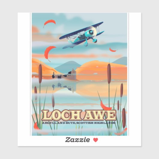 ロッホ・オーヴ スコットランド 旅行ポスター シール (シート)