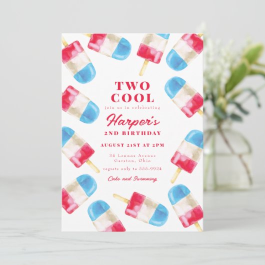 ロッポップ・アートのケット夏ポプシクルクール2歳の誕生日 招待状 (スタンド正面)