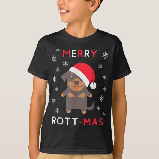 ロッメリートマスおもしろい – クリスマスロットワイラークリスマスD Tシャツ (正面)