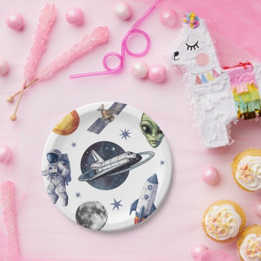 ロッモダンケット船宇宙惑星誕生日またはシャワー ペーパープレート (パーティー)