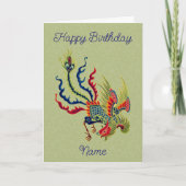 ロッ中国のスターアートパーソナライズされた誕生日 カード (正面)