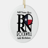 ロッ生まれクウォールテキサス州(名前をカスタムする誕生日) セラミックオーナメント (右)