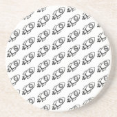 ロッ飛んでいるケットのスケッチパターン コースター (正面)