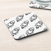 ロッ飛んでいるケットのスケッチパターン コースター (左側)