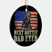 ロティ最高のパパエバーアメリカンフラッグドッグロットワイラー セラミックオーナメント (右)