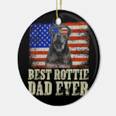 ロティ最高のパパエバーアメリカンフラッグドッグロットワイラー セラミックオーナメント (左)
