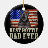 ロティ最高のパパエバーアメリカンフラッグドッグロットワイラー セラミックオーナメント (裏面)
