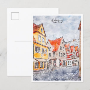 ロテンブルクGermany vintage travel water color ポストカード
