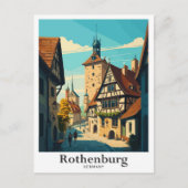 ロテンブルグドイツアートヴィンテージトラベルイラストレーション ポストカード (正面)