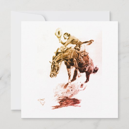 ロデオのカウガール（C.M.ラッセルによる） 招待状 (正面)
