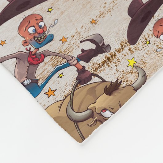 ロデオのカウボーイのBullの乗馬の漫画の全にプリント フリースブランケット (角)