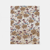 ロデオのカウボーイのBullの乗馬の漫画の全にプリント フリースブランケット (正面)