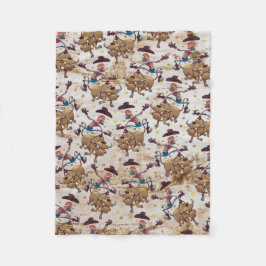 ロデオのカウボーイのBullの乗馬の漫画の全にプリント フリースブランケット