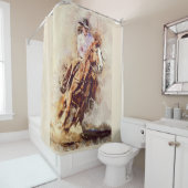 ロデオの女性のカーボーイの乗馬馬のシャワー・カーテン シャワーカーテン (インサイチュ)