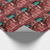 ロデオの星を競争させる西部のロデオの女性のカーボーイのバレル ラッピングペーパー (角)