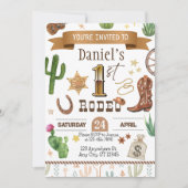 ロデオの最初の誕生日パーティーの招待状 招待状 (正面)