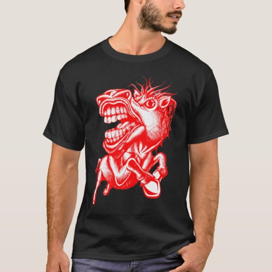 ロデオの馬の赤 Tシャツ (正面)