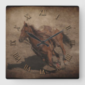 ロデオの馬を壊して下さい スクエア壁時計 (正面)