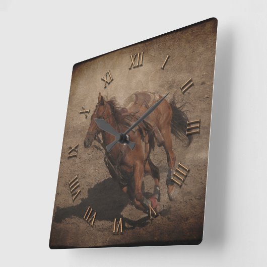 ロデオの馬を壊して下さい スクエア壁時計 (傾斜)