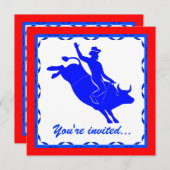 ロデオのBullのライダーを持つ国の西部のパーティー 招待状 (正面/裏面)