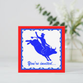 ロデオのBullのライダーを持つ国の西部のパーティー 招待状 (スタンド正面)