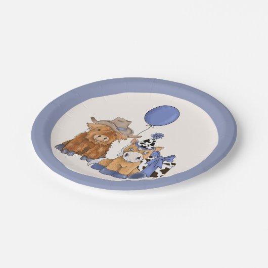 ロデオをテーマにした誕生日パーティープレート-男の赤ちゃん ペーパープレート (アングル)