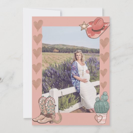 ロデオをテーマにした |ウェスタン・ベイビー・シャワー 招待状 (裏面)