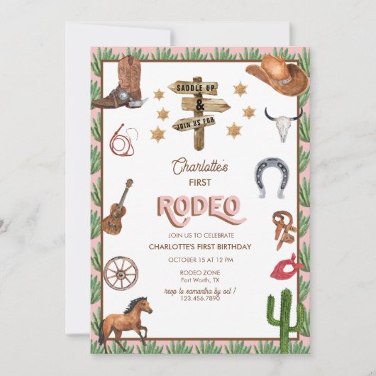 ロデオをテーマにした |誕生日招待状 招待状 (正面)
