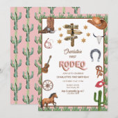 ロデオをテーマにした |誕生日招待状 招待状 (正面/裏面)