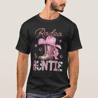 ロデオアウンティピンクブーツコケット女性のカーボーイ誕生日 Tシャツ