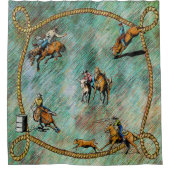 ロデオイベントとロープ付き洋式シャワーカーテン シャワーカーテン (正面)