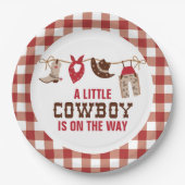 ロデオウエスタンカウボーイベビーシャワー紙プレート ペーパープレート (正面)