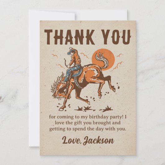 ロデオウエスタンカウボーイ誕生日サンキューカード サンキューカード (正面)
