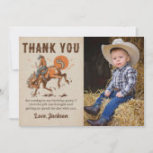 ロデオウエスタンカウボーイ誕生日写真サンキューカード サンキューカード (正面)