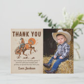 ロデオウエスタンカウボーイ誕生日写真サンキューカード サンキューカード (スタンド正面)